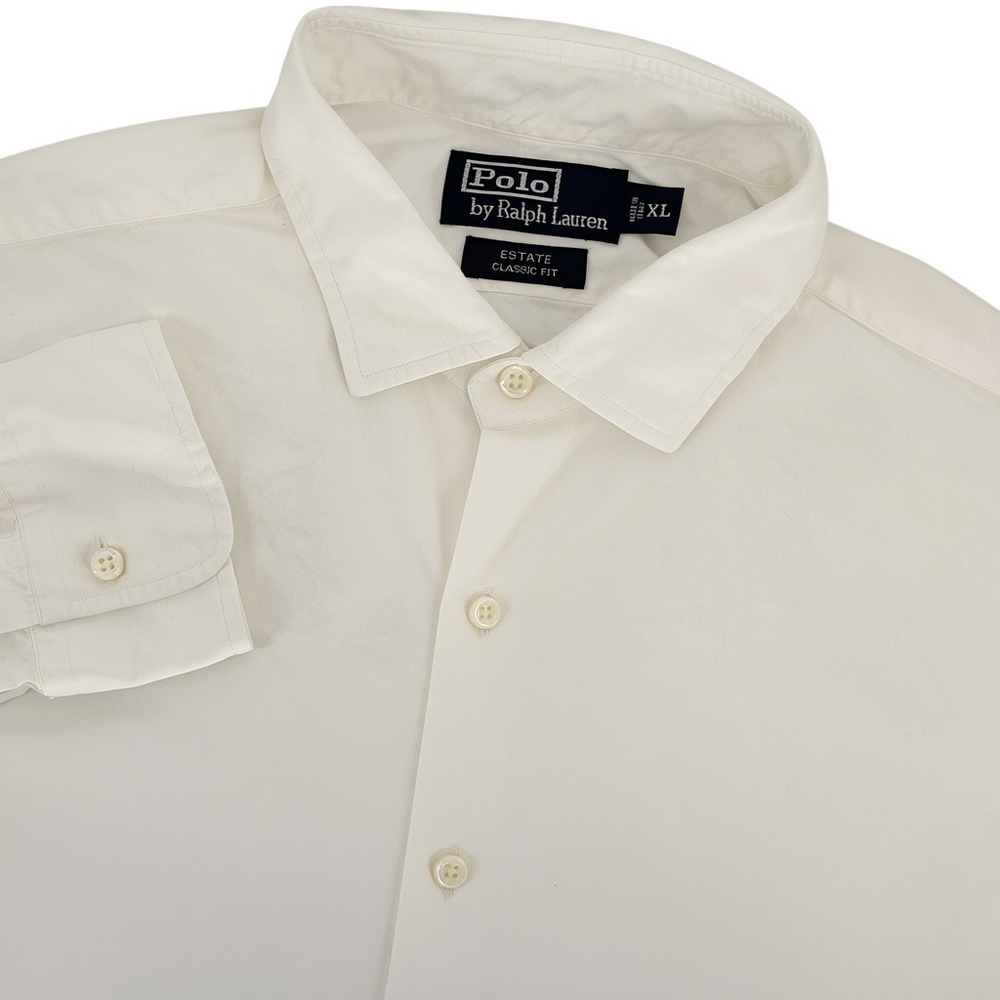 Vintage Polo Ralph Lauren Button Up Dress Shirt Men XL White Estate Classic Fit